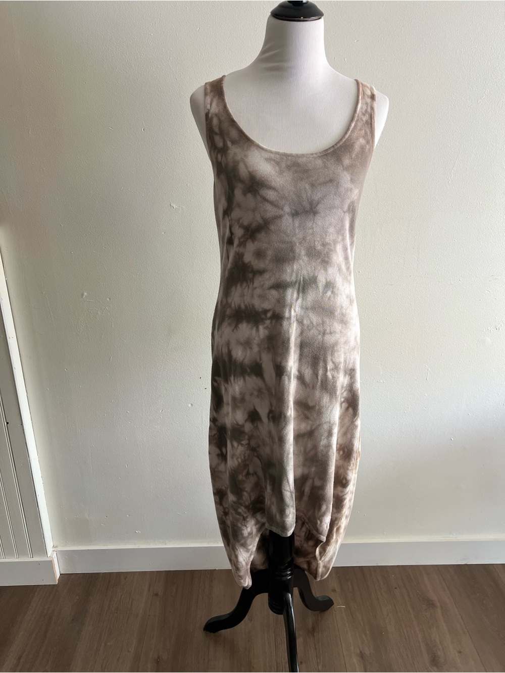 Anthropologie Left on Houston Sleeveless Taupe Tie-Dye maxi High low